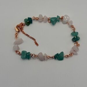 Elegant Green Aventurine and Rose Quartz Stone Bracelet